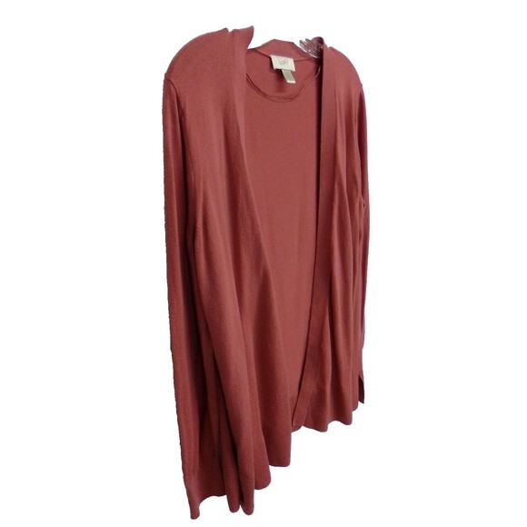 Loft Women's Long Sleeve Open Front Light Weight Cardigan Solid Orange Size XL - Picture 5 of 7